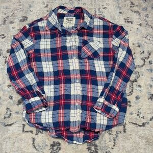 Justice Perfect Plaid Button Up Shirt Girls 14/16 Red Blue White